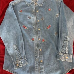 Women’s Denim Long-sleeve Embroidered Shirt
